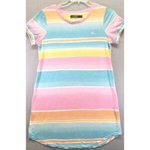 Lauren Ralph Lauren Logo Striped Multicolor Tee‎ Shirt Dress/Gown  Beach Size S